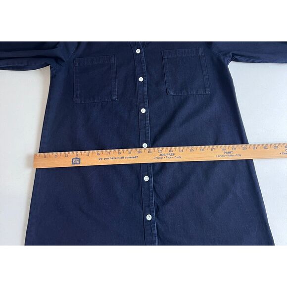 Zilcremo Women's Long Sleeve Denim Shirt Dress Dark Wash Frayed Hem Size M - Picture 8 of 11